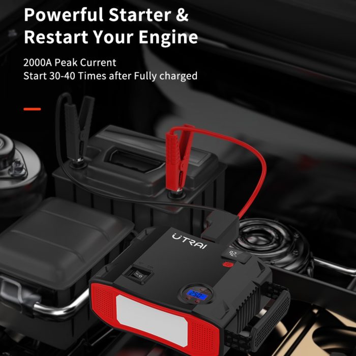Utrai Jstar 5 - 12V 2000A starthulp - 24000mAH powerbank - 150PSI luchtcompressor - Afbeelding 5