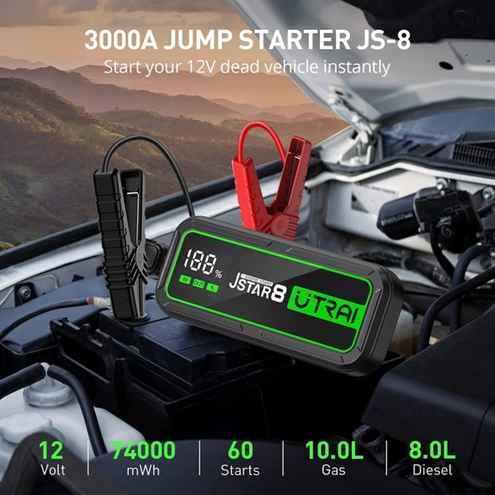 Utrai Jstar 8 - 12V 3000A starthulp - 20000mAH powerbank - Afbeelding 11