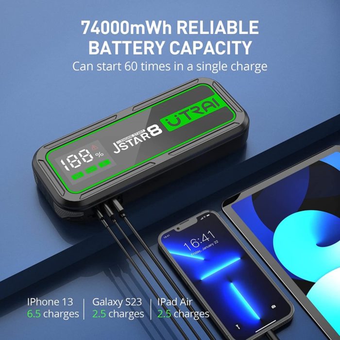 Utrai Jstar 8 - 12V 3000A starthulp - 20000mAH powerbank - Afbeelding 13