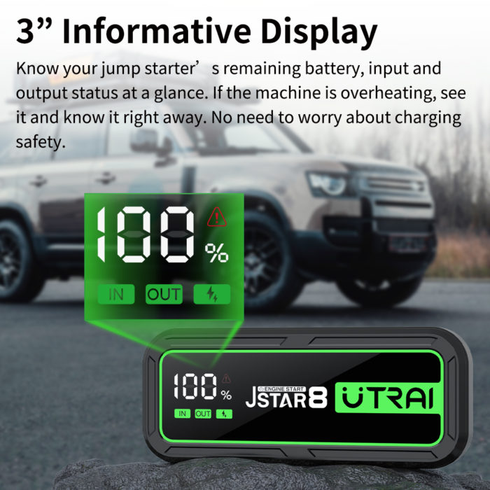 Utrai Jstar 8 - 12V 3000A starthulp - 20000mAH powerbank - Afbeelding 6