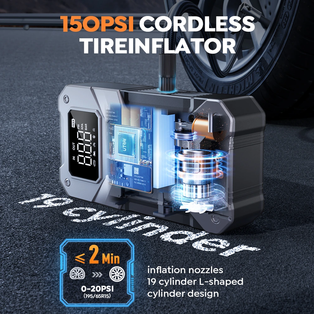 Geïntegreerde bandenpomp van de UTRAI JS-20 jumpstarter