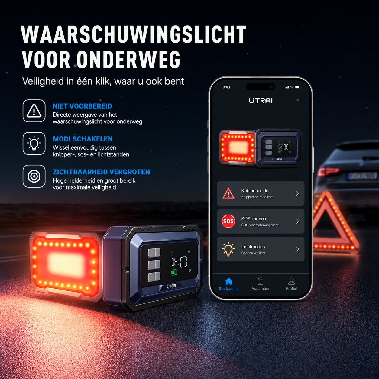 Vervolgstappen in de app voor starten met de UTRAI JS-30