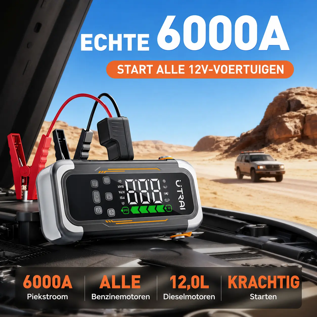 UTRAI JS-40 als 6000A starthulp voor voertuigen met grote motor