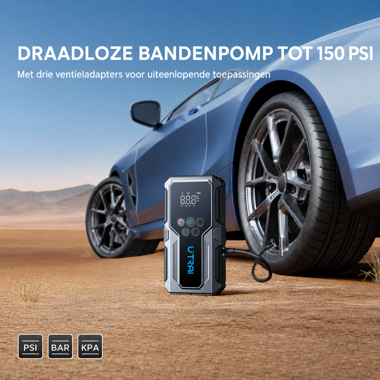UTRAI JS-9 compressor voor het oppompen van een autoband