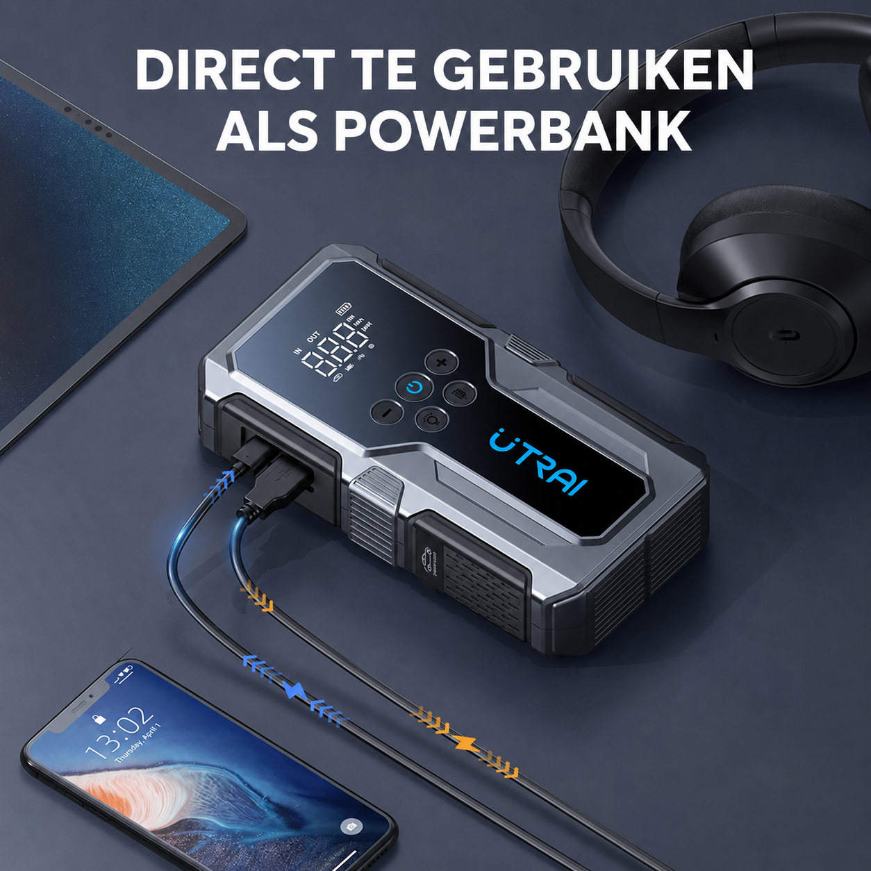 Mobiele apparaten opladen met de UTRAI JS-9 powerbank