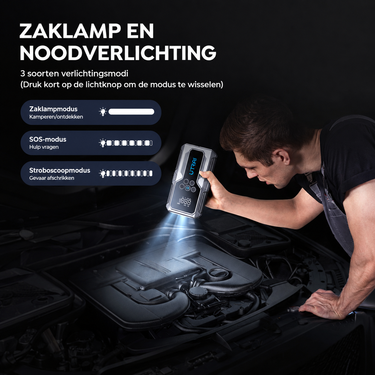UTRAI JS-9 met zaklamp- en noodverlichtingsfuncties