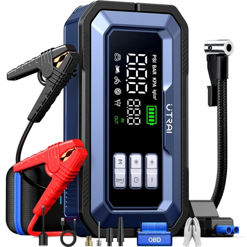 UTRAI JS-30 jumpstarter met accuklemmen en geïntegreerde compressor