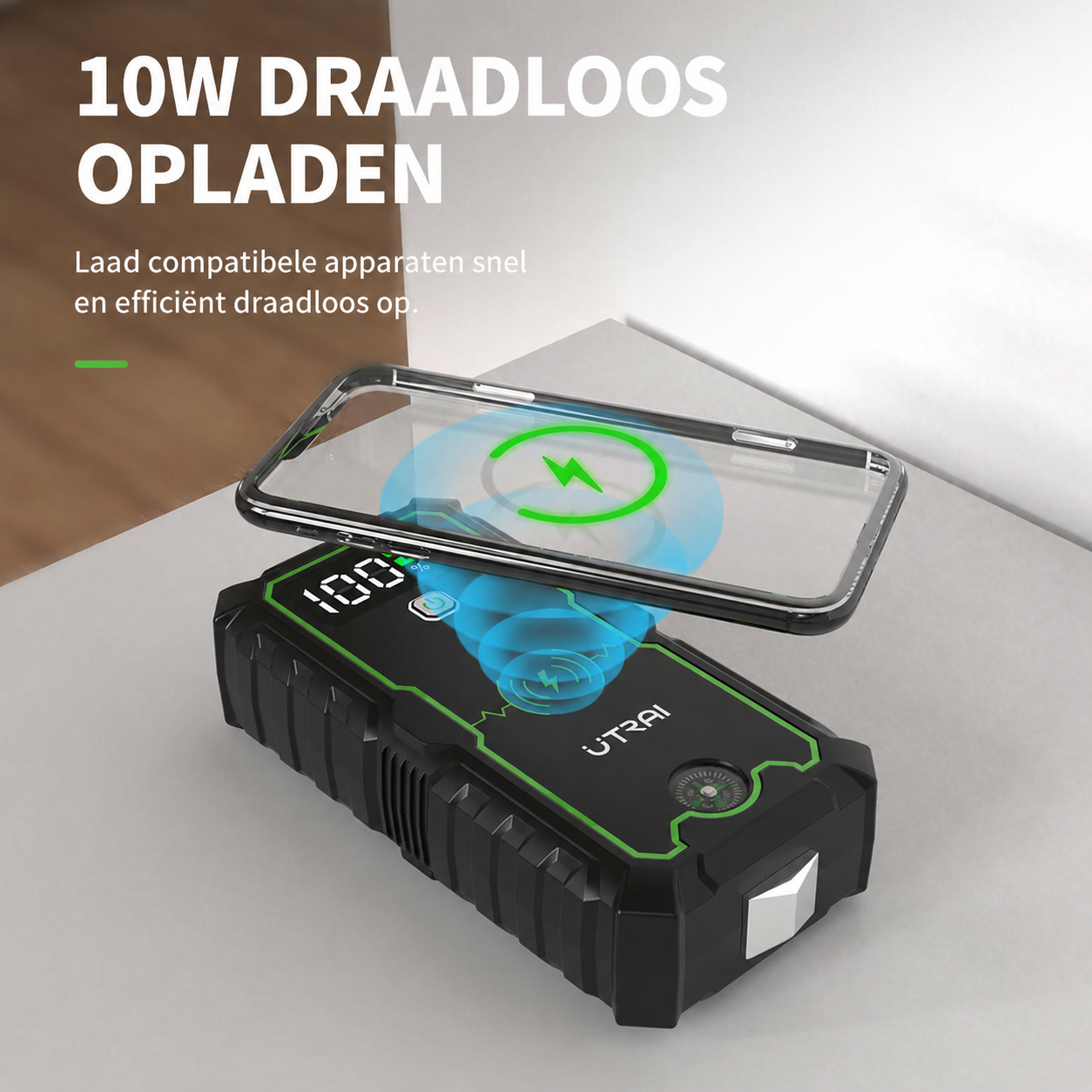 Smartphone draadloos opladen op de UTRAI JS-1 Pro