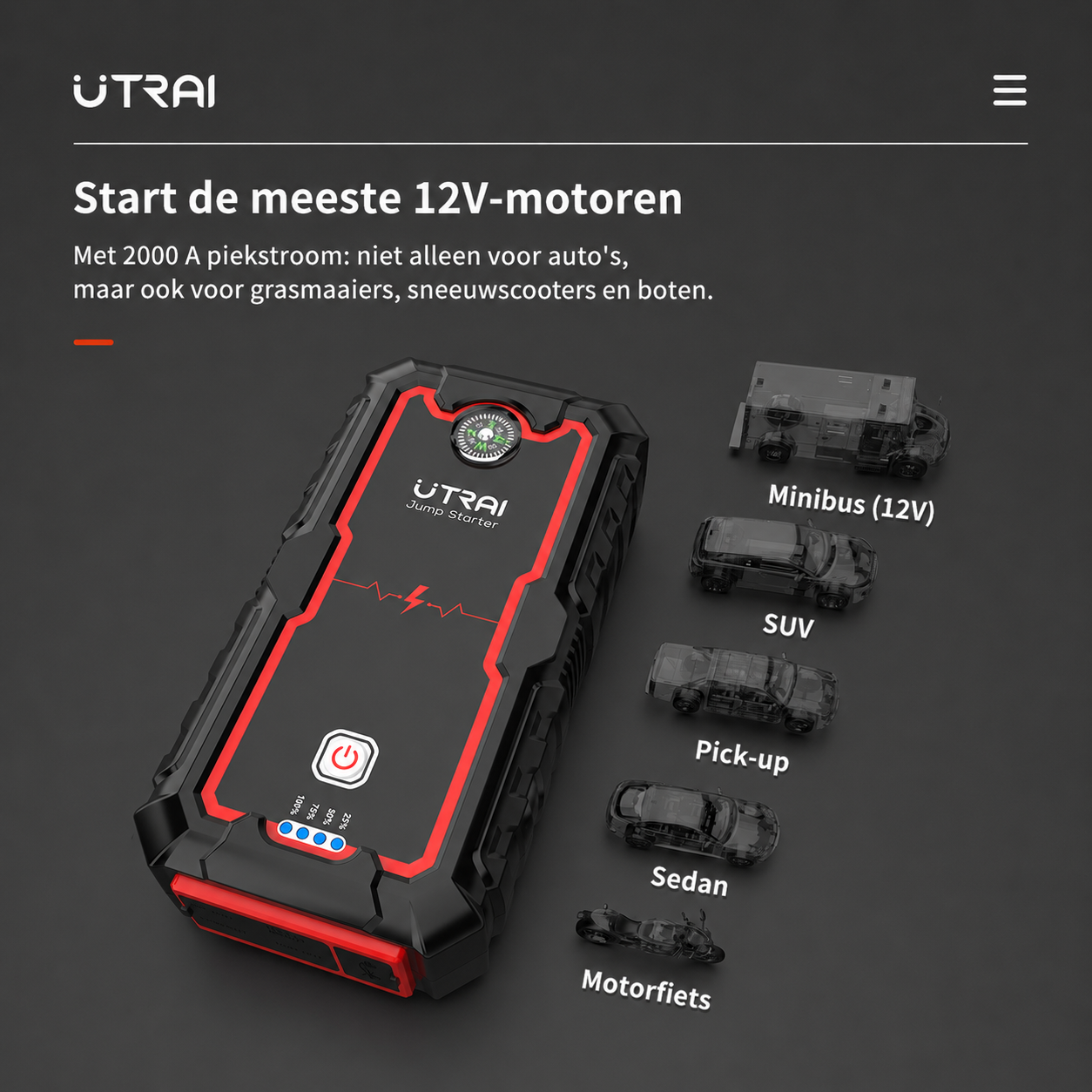 UTRAI JS-One geschikt voor verschillende 12V-voertuigen