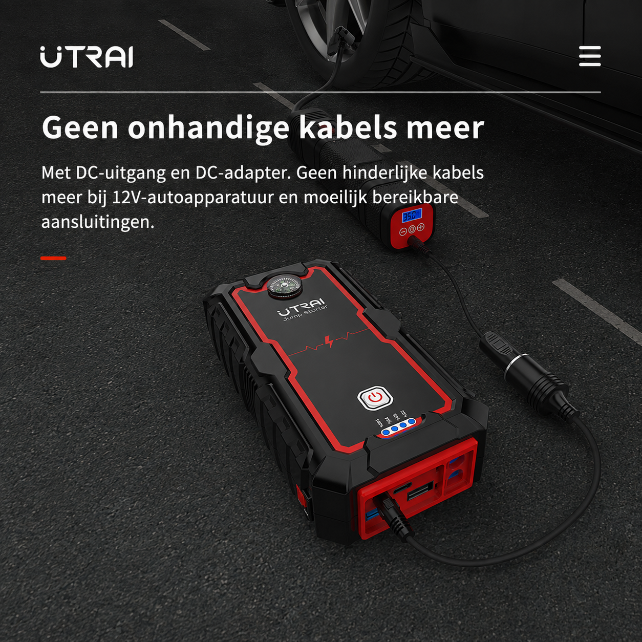 DC-uitgang op de UTRAI JS-One voor geschikte 12V-accessoires
