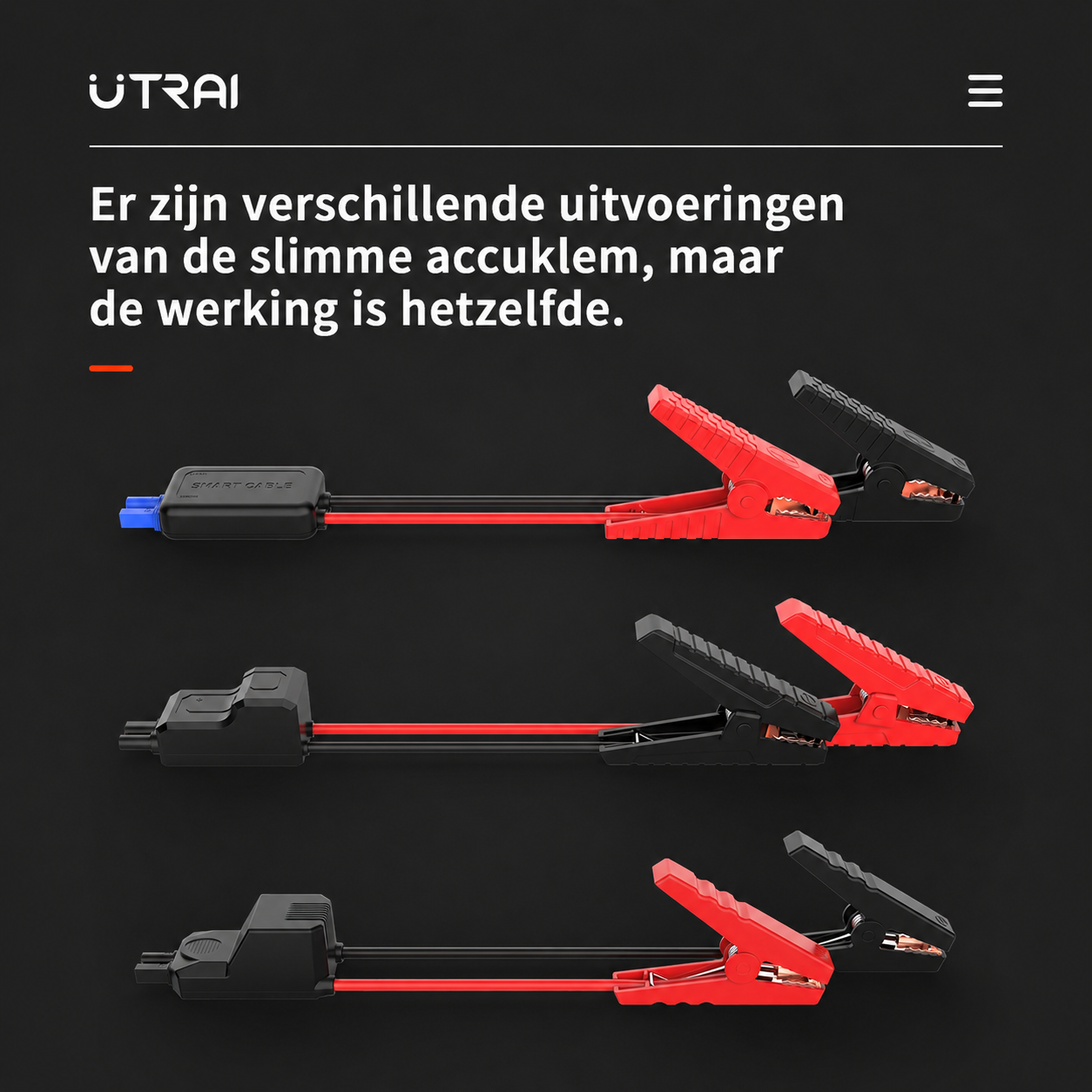 Rode en zwarte slimme accuklemmen van de UTRAI JS-One
