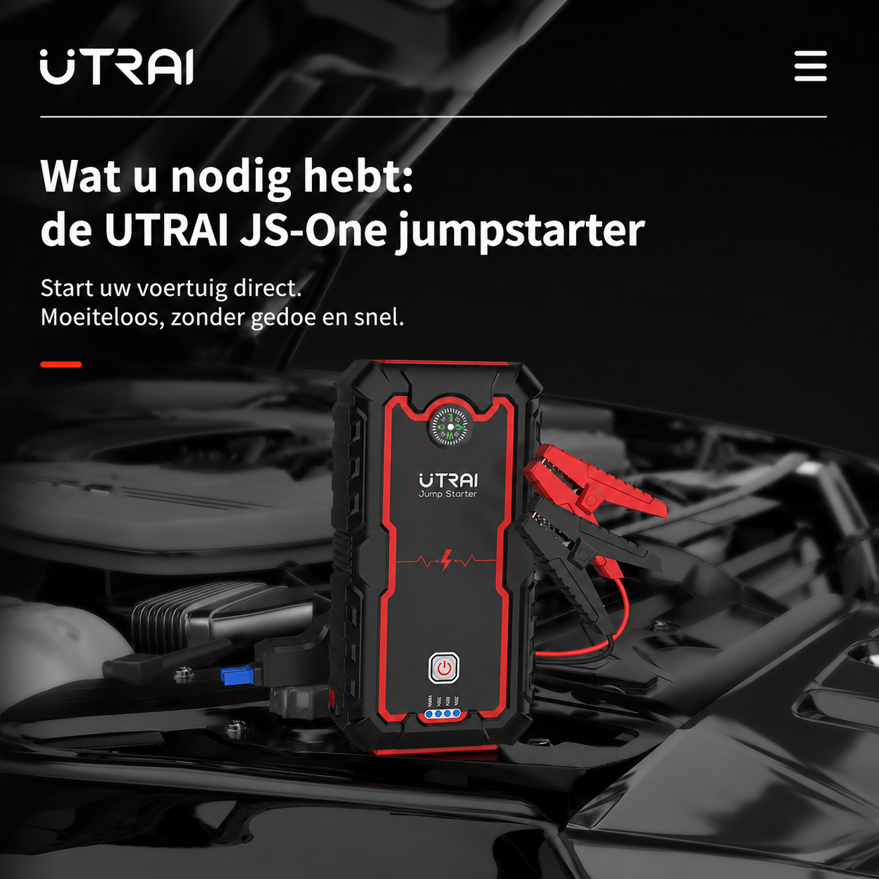 UTRAI JS-One aangesloten voor het starten van een voertuig